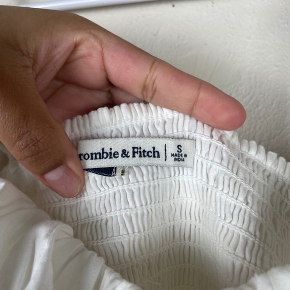 Abercrombie Fitch White Smocked Cutout Maxi Dress Size S - Picture 4 of 11